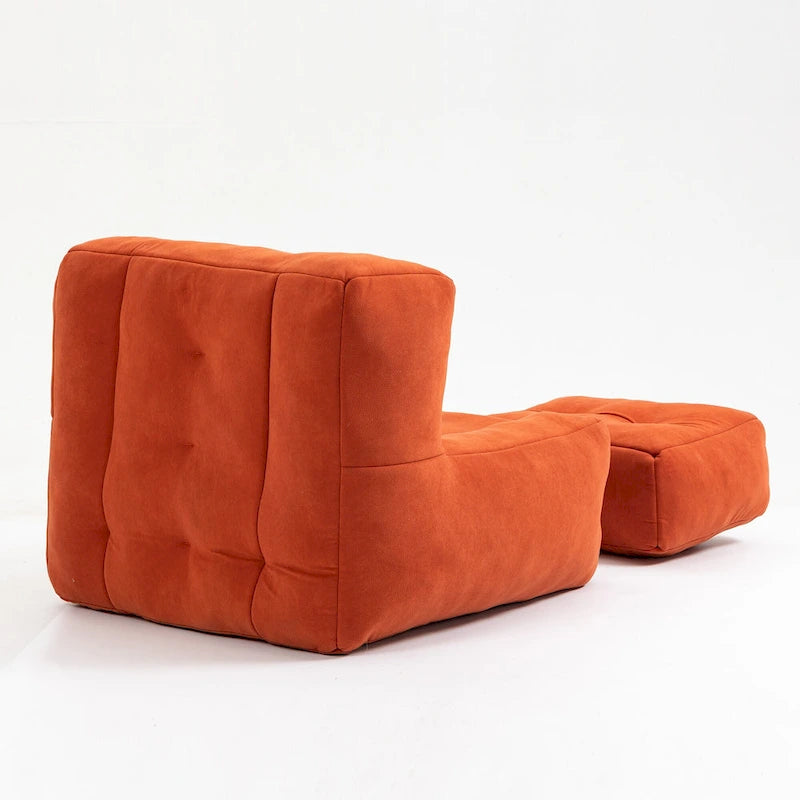 Poltrona in velluto con pouf, vari colori, 1 persona