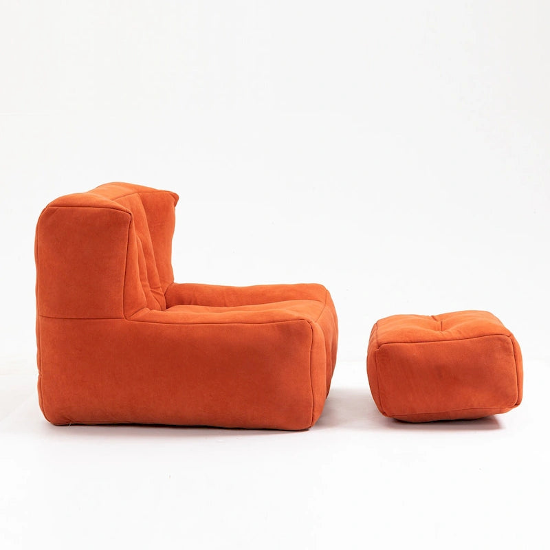 Poltrona in velluto con pouf, vari colori, 1 persona