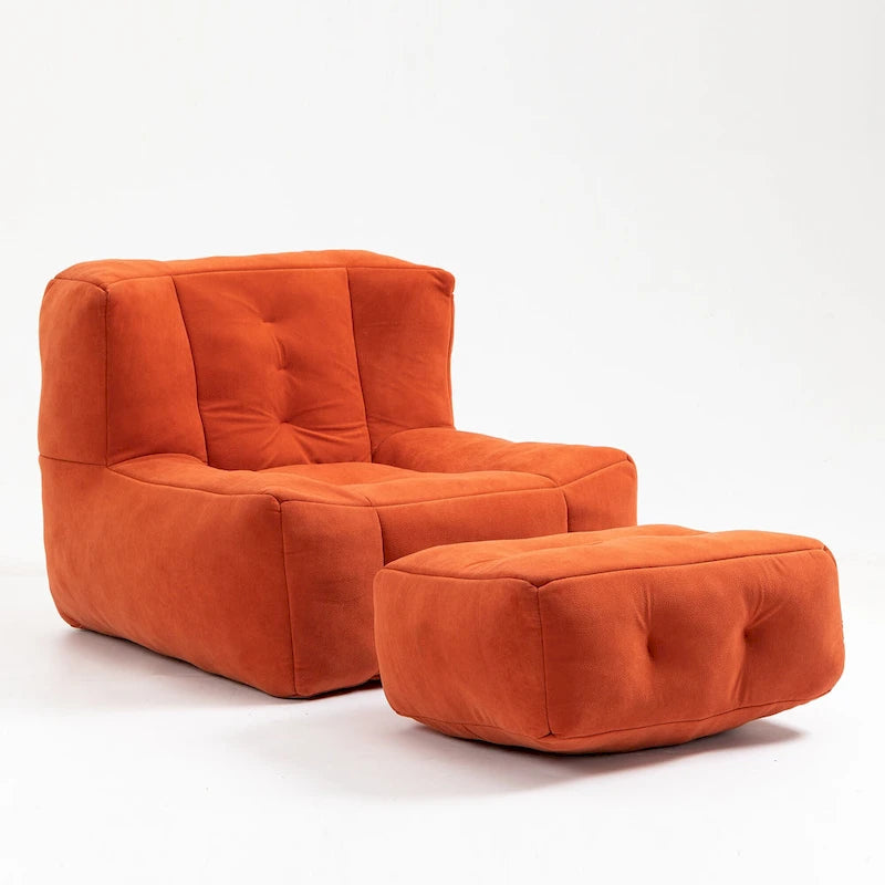 Poltrona in velluto con pouf, vari colori, 1 persona