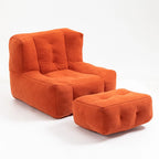 Poltrona in velluto con pouf, vari colori, 1 persona