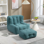 Poltrona in velluto con pouf, vari colori, 1 persona