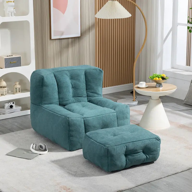 Poltrona in velluto con pouf, vari colori, 1 persona