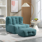 Poltrona in velluto con pouf, vari colori, 1 persona