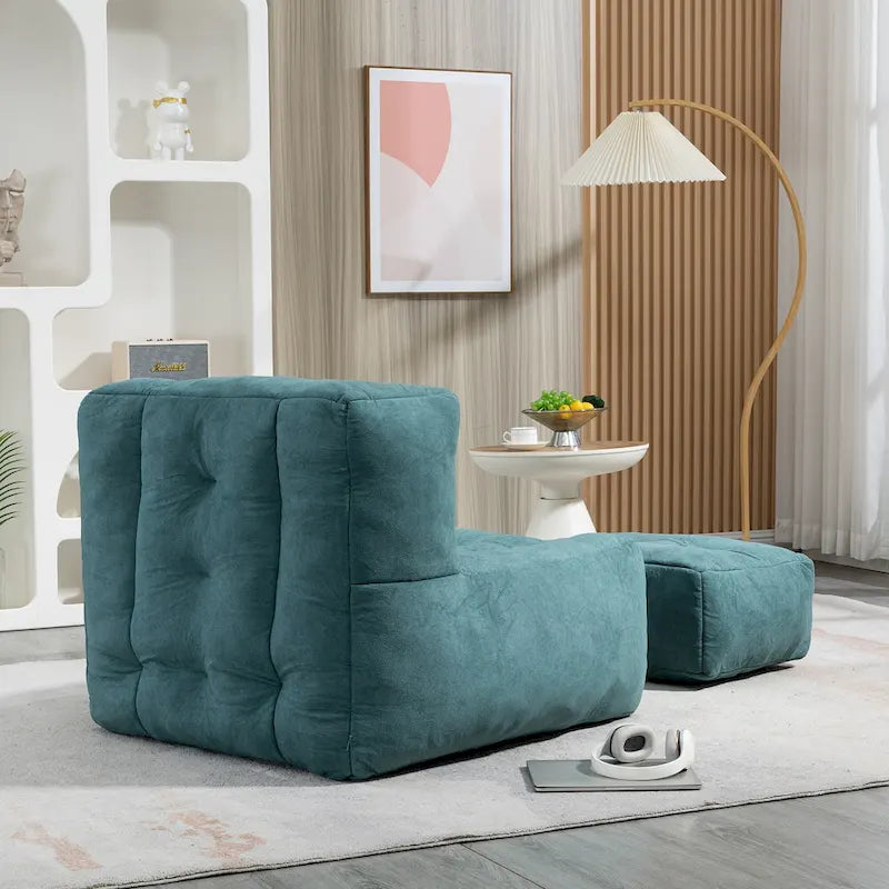 Poltrona in velluto con pouf, vari colori, 1 persona