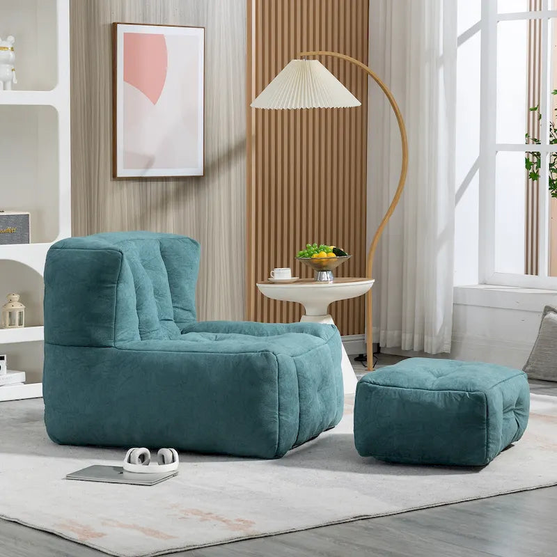 Poltrona in velluto con pouf, vari colori, 1 persona