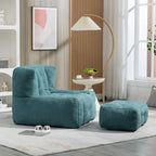 Poltrona in velluto con pouf, vari colori, 1 persona