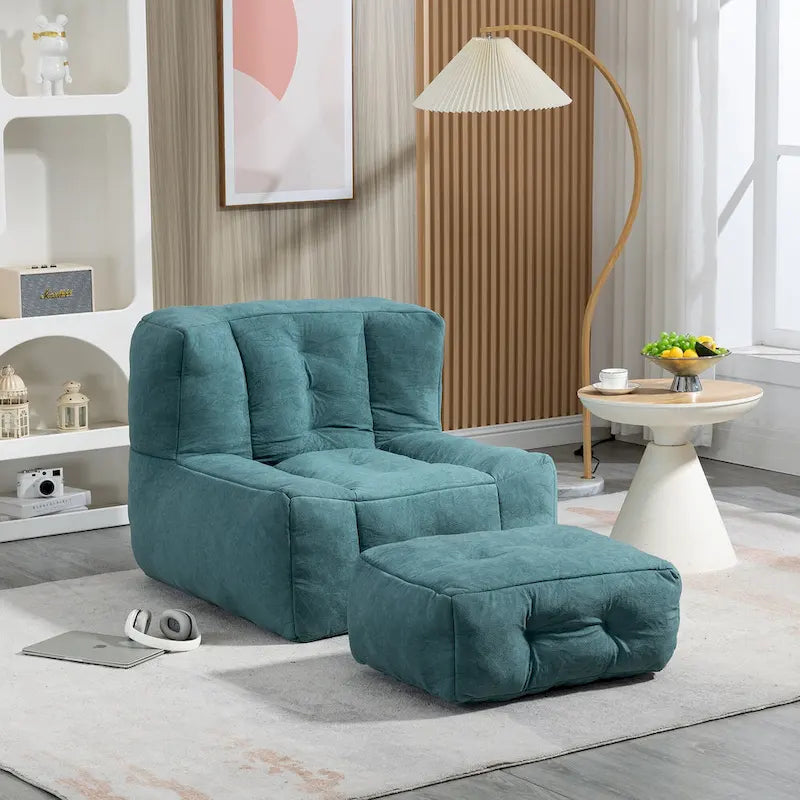 Poltrona in velluto con pouf, vari colori, 1 persona