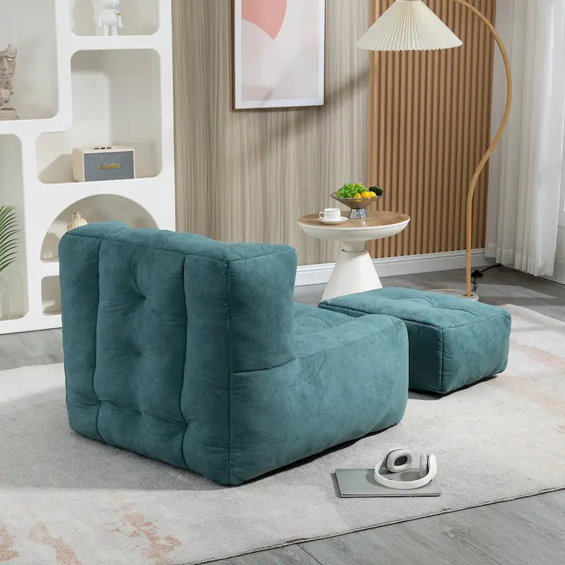 Poltrona in velluto con pouf, vari colori, 1 persona