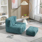Poltrona in velluto con pouf, vari colori, 1 persona