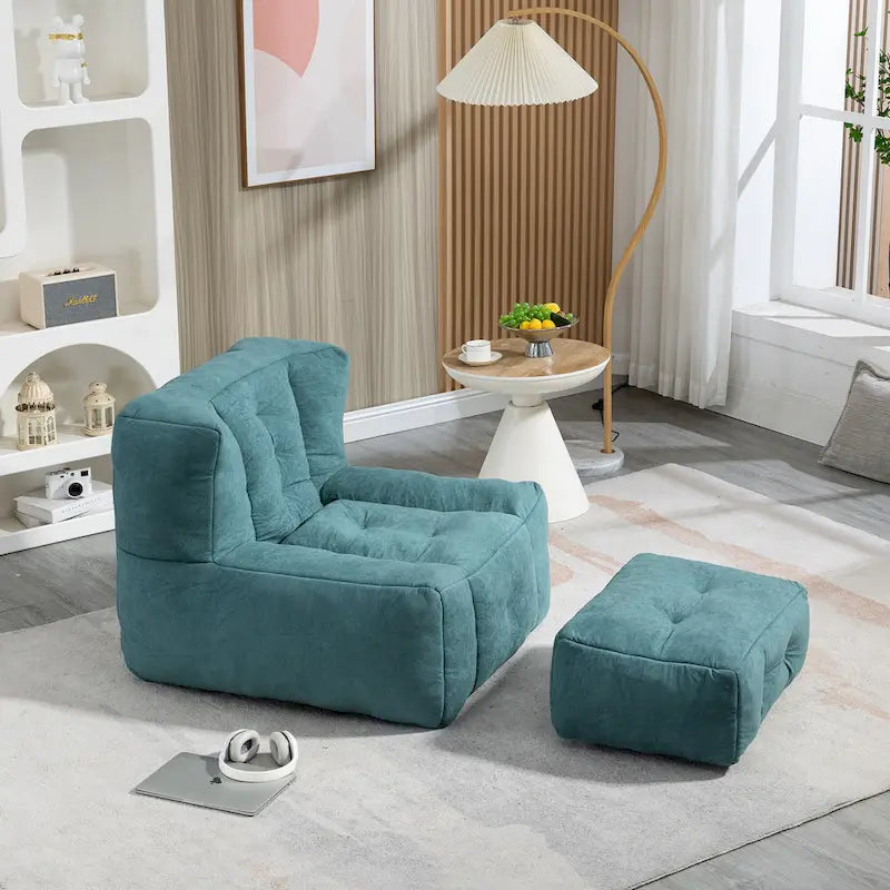 Poltrona in velluto con pouf, vari colori, 1 persona