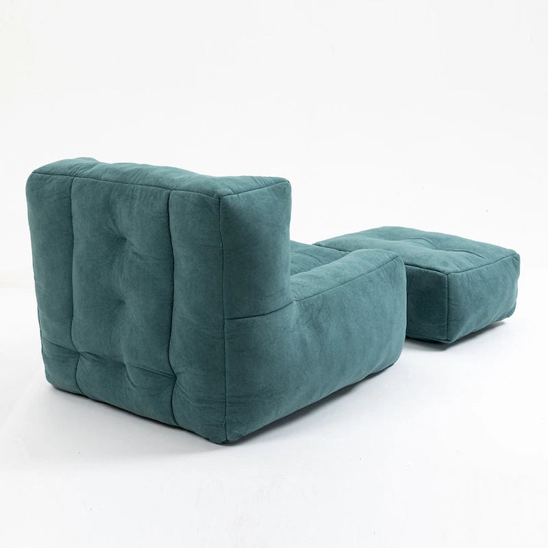 Poltrona in velluto con pouf, vari colori, 1 persona