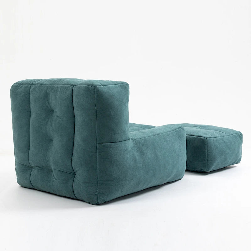 Poltrona in velluto con pouf, vari colori, 1 persona
