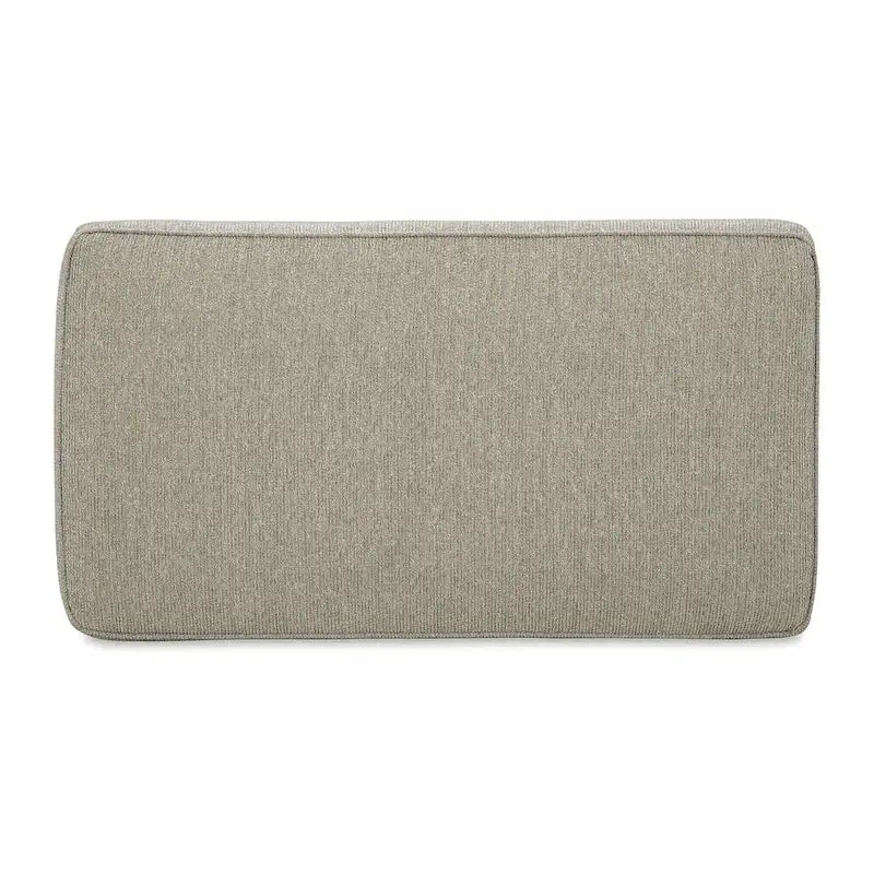 Ottoman imbottito grigio con finiture in legno nero opaco, 1 posto