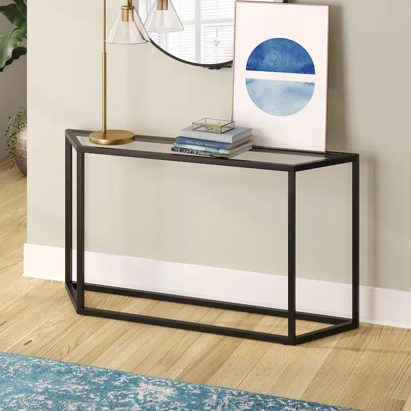 Tavolo Consolle con piano in vetro - Bronzo Annerito / Oro / Argento
