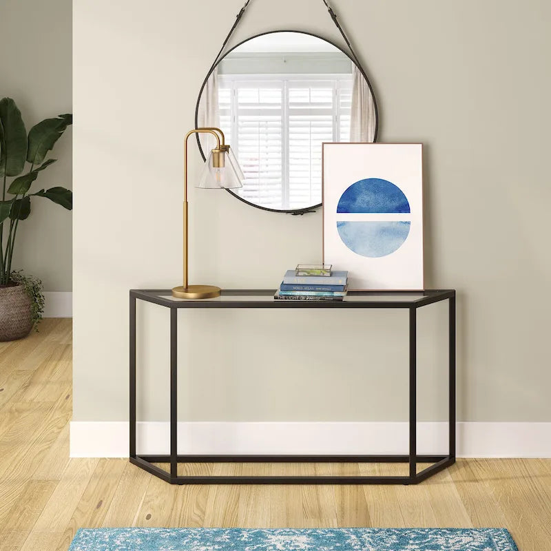 Tavolo Consolle con piano in vetro - Bronzo Annerito / Oro / Argento