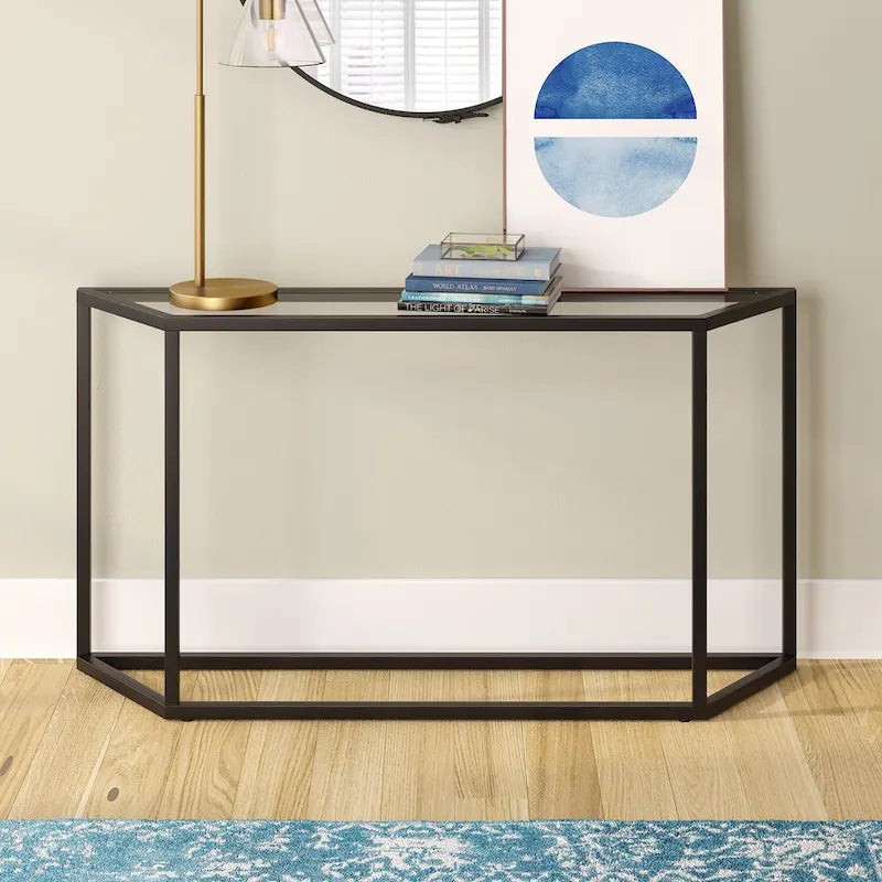 Tavolo Consolle con piano in vetro - Bronzo Annerito / Oro / Argento