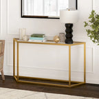 Tavolo Consolle con piano in vetro - Bronzo Annerito / Oro / Argento
