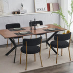 Set di 2 sedie da pranzo — Nero / Beige+Nero / Beige+Oro / Nero+Oro, Mid-Century, Tessuto Teddy
