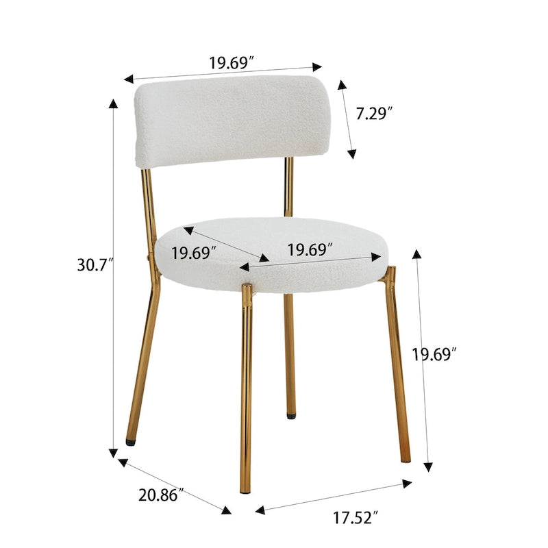 Set di 2 sedie da pranzo — Nero / Beige+Nero / Beige+Oro / Nero+Oro, Mid-Century, Tessuto Teddy