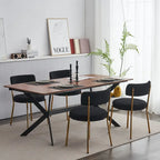 Set di 2 sedie da pranzo — Nero / Beige+Nero / Beige+Oro / Nero+Oro, Mid-Century, Tessuto Teddy