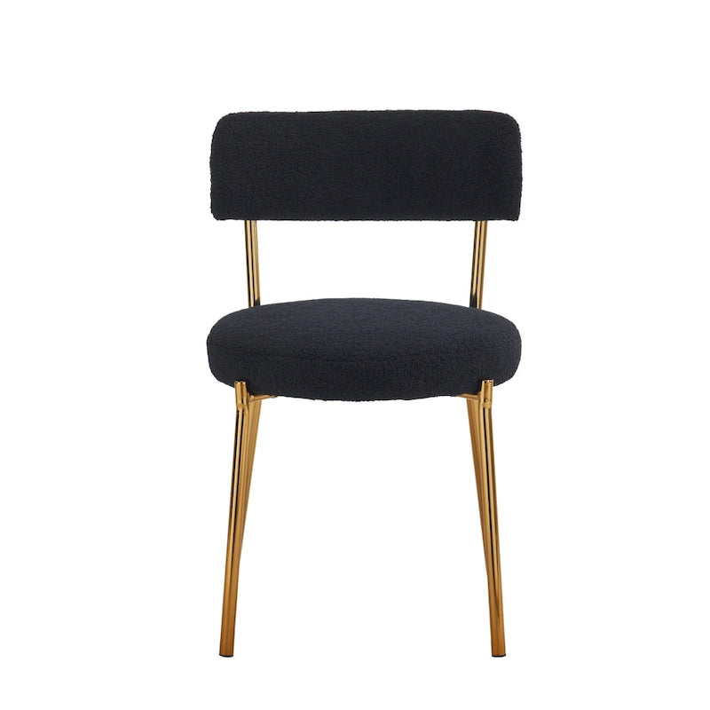 Set di 2 sedie da pranzo — Nero / Beige+Nero / Beige+Oro / Nero+Oro, Mid-Century, Tessuto Teddy