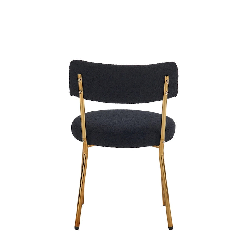 Set di 2 sedie da pranzo — Nero / Beige+Nero / Beige+Oro / Nero+Oro, Mid-Century, Tessuto Teddy