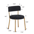 Set di 2 sedie da pranzo — Nero / Beige+Nero / Beige+Oro / Nero+Oro, Mid-Century, Tessuto Teddy