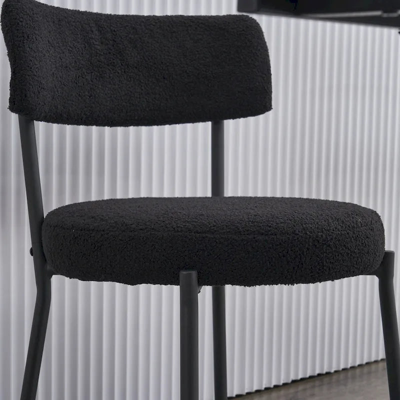 Set di 2 sedie da pranzo — Nero / Beige+Nero / Beige+Oro / Nero+Oro, Mid-Century, Tessuto Teddy