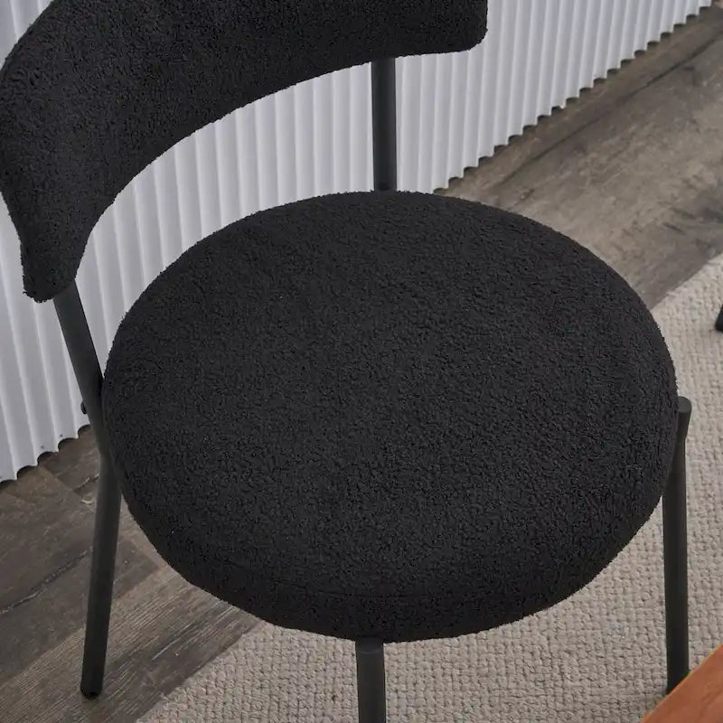 Set di 2 sedie da pranzo — Nero / Beige+Nero / Beige+Oro / Nero+Oro, Mid-Century, Tessuto Teddy