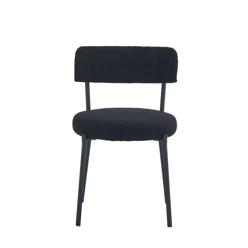 Set di 2 sedie da pranzo — Nero / Beige+Nero / Beige+Oro / Nero+Oro, Mid-Century, Tessuto Teddy
