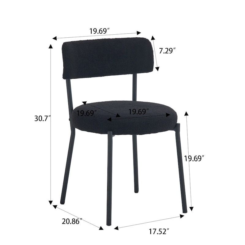 Set di 2 sedie da pranzo — Nero / Beige+Nero / Beige+Oro / Nero+Oro, Mid-Century, Tessuto Teddy