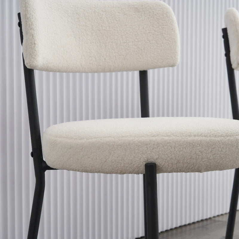 Set di 2 sedie da pranzo — Nero / Beige+Nero / Beige+Oro / Nero+Oro, Mid-Century, Tessuto Teddy