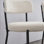 Set di 2 sedie da pranzo — Nero / Beige+Nero / Beige+Oro / Nero+Oro, Mid-Century, Tessuto Teddy