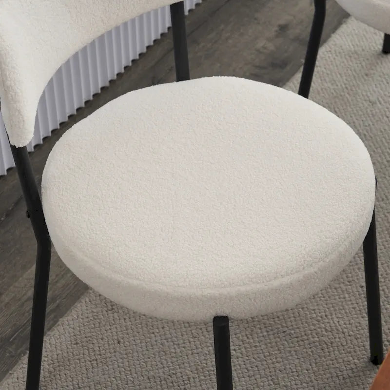 Set di 2 sedie da pranzo — Nero / Beige+Nero / Beige+Oro / Nero+Oro, Mid-Century, Tessuto Teddy