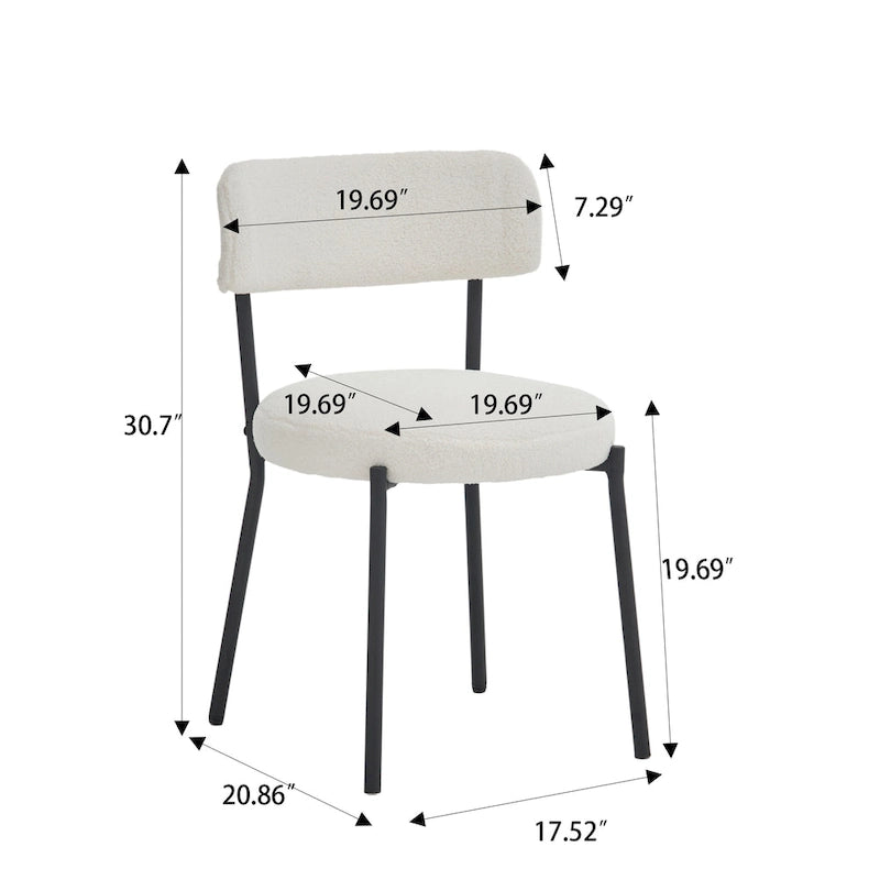 Set di 2 sedie da pranzo — Nero / Beige+Nero / Beige+Oro / Nero+Oro, Mid-Century, Tessuto Teddy