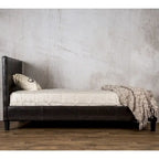 Letto a piattaforma in similpelle marrone, stile moderno a basso profilo, adatto a 1–2 persone