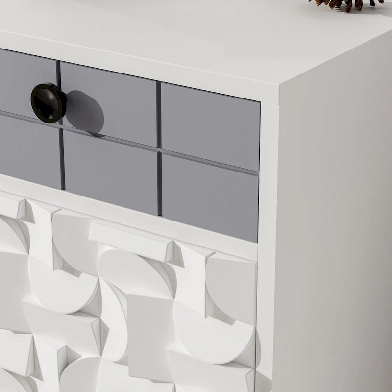 Comodino a 1 cassetto in legno massello grigio cenere