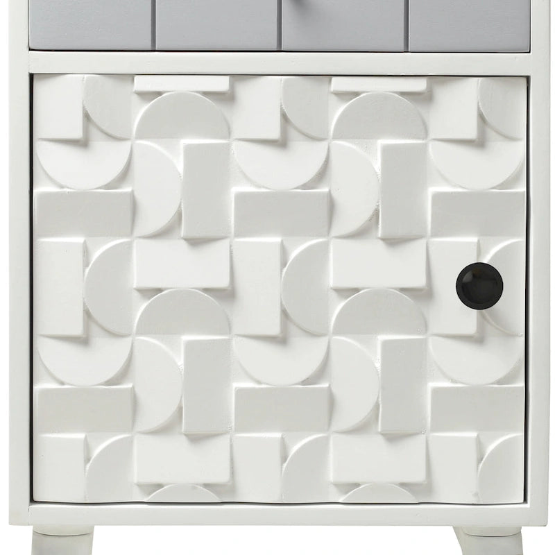 Comodino a 1 cassetto in legno massello grigio cenere