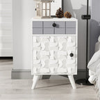 Comodino a 1 cassetto in legno massello grigio cenere