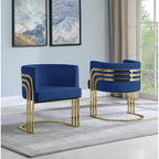 Poltrona d'accento in velluto con base dorata — Blu navy / Nero / Beige / Grigio scuro, Singola