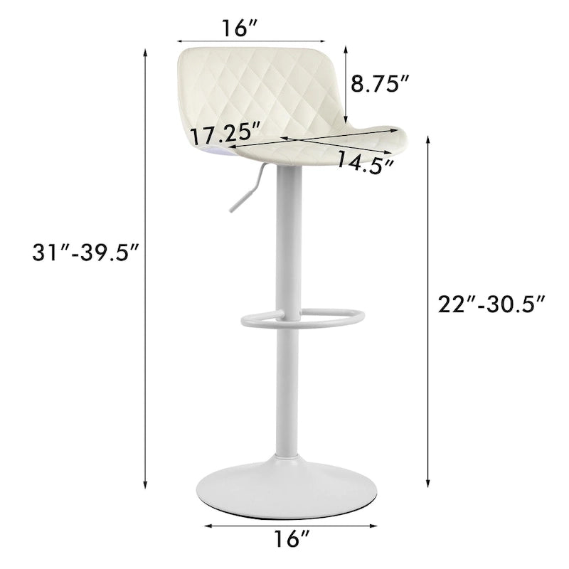 Sgabelli da bar girevoli in pelle sintetica bianchi e neri, set da 2 / set da 4