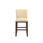 Sgabello da bancone imbottito, borchie decorative, similpelle, set da 2 — Blu navy/Nero/Rosso/Caramello/Verde pavone