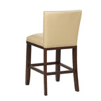 Sgabello da bancone imbottito, borchie decorative, similpelle, set da 2 — Blu navy/Nero/Rosso/Caramello/Verde pavone