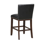 Sgabello da bancone imbottito, borchie decorative, similpelle, set da 2 — Blu navy/Nero/Rosso/Caramello/Verde pavone