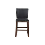 Sgabello da bancone imbottito, borchie decorative, similpelle, set da 2 — Blu navy/Nero/Rosso/Caramello/Verde pavone