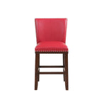 Sgabello da bancone imbottito, borchie decorative, similpelle, set da 2 — Blu navy/Nero/Rosso/Caramello/Verde pavone