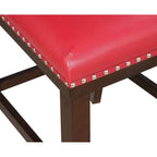 Sgabello da bancone imbottito, borchie decorative, similpelle, set da 2 — Blu navy/Nero/Rosso/Caramello/Verde pavone