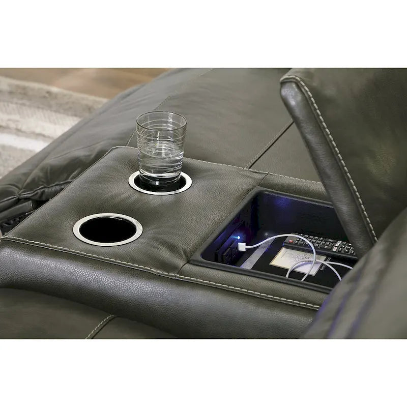 Divano componibile reclinabile elettrico a 7 posti simmetrico grigio scuro