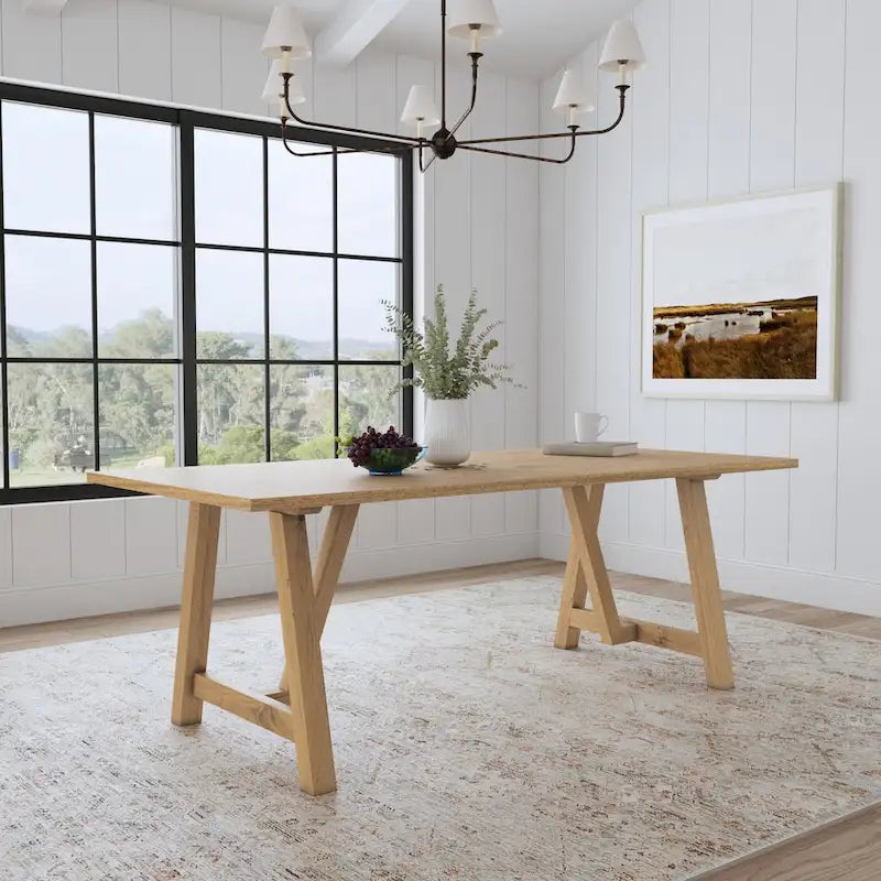Tavolo da pranzo Brown Trestle, 8 posti, finitura rovere