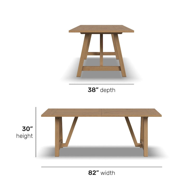 Tavolo da pranzo Brown Trestle, 8 posti, finitura rovere
